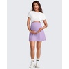 image:imageG4Free BareFeel Maternity Skirt with 2 Pockets Pregnancy Shorts Tennis Golf  Builtin Pockets ShortsA Line Stretchy Over the BumpUPF50 Soft FabricSweat Wickingfor Workout or CasualLight Purple