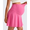 image:imageG4Free BareFeel Maternity Skirt with 2 Pockets Pregnancy Shorts Tennis Golf  Builtin Pockets ShortsA Line Stretchy Over the BumpUPF50 Soft FabricSweat Wickingfor Workout or CasualRose Pink