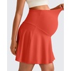 image:imageG4Free BareFeel Maternity Skirt with 2 Pockets Pregnancy Shorts Tennis Golf  Builtin Pockets ShortsA Line Stretchy Over the BumpUPF50 Soft FabricSweat Wickingfor Workout or CasualRust Orange