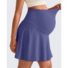 image:imageG4Free BareFeel Maternity Skirt with 2 Pockets Pregnancy Shorts Tennis Golf  Builtin Pockets ShortsA Line Stretchy Over the BumpUPF50 Soft FabricSweat Wickingfor Workout or CasualDark Purple