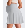 image:imageG4Free BareFeel Maternity Skirt with 2 Pockets Pregnancy Shorts Tennis Golf  Builtin Pockets ShortsA Line Stretchy Over the BumpUPF50 Soft FabricSweat Wickingfor Workout or CasualGrey