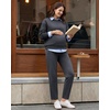 image:imageG4Free EverGoing Maternity Work Pants Pregnancy Tapered Ankle Trousers  with Pockets Over the Belly Soft Stretch Relaxed Fit for Casual Office or BusinessDark Gray