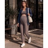 image:imageG4Free EverGoing Maternity Work Pants Tapered Ankle Pregnancy Trousers  with Pockets Vertical Front Seam Over the Belly Soft Stretch Relaxed Fit for Casual Lounge Office or BusinessTaupe
