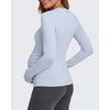 image:imageG4Free Lyocell Maternity Long Sleeve Shirts Ruched Crewneck Pregnancy Top  HighStretch Pregnancy Pullover Tops with ThumbholesAiry Soft FabricBreathable and Quick Dryingfor Casual or YogaLight Denim
