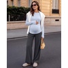 image:imageG4Free Lyocell Maternity Long Sleeve Shirts Ruched Crewneck Pregnancy Top  HighStretch Pregnancy Pullover Tops with ThumbholesAiry Soft FabricBreathable and Quick Dryingfor Casual or YogaLight Denim