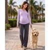 image:imageG4Free Lyocell Maternity Shirts Long Sleeve Button Front Henley Neck Ruched  Airy Soft Fabric Breathable and Quick Drying Curved Hem Pregnancy T Shirts Desighed for Casual or BreastfeedingLight Purple