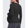 image:imageG4Free Lyocell Maternity Shirts Long Sleeve Button Front Henley Neck Ruched  Airy Soft Fabric Breathable and Quick Drying Curved Hem Pregnancy T Shirts Desighed for Casual or BreastfeedingBlack