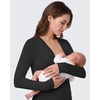 image:imageG4Free Lyocell Maternity Shirts Long Sleeve Button Front Henley Neck Ruched  Airy Soft Fabric Breathable and Quick Drying Curved Hem Pregnancy T Shirts Desighed for Casual or BreastfeedingBlack