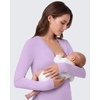 image:imageG4Free Lyocell Maternity Shirts Long Sleeve Button Front Henley Neck Ruched  Airy Soft Fabric Breathable and Quick Drying Curved Hem Pregnancy T Shirts Desighed for Casual or BreastfeedingLight Purple