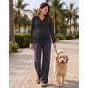 image:imageG4Free Lyocell Maternity Shirts Long Sleeve Button Front Henley Neck Ruched  Airy Soft Fabric Breathable and Quick Drying Curved Hem Pregnancy T Shirts Desighed for Casual or BreastfeedingBlack