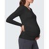 image:imageG4Free Lyocell Maternity Shirts Long Sleeve Button Front Henley Neck Ruched  Airy Soft Fabric Breathable and Quick Drying Curved Hem Pregnancy T Shirts Desighed for Casual or BreastfeedingBlack