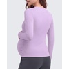 image:imageG4Free Lyocell Maternity Shirts Long Sleeve Button Front Henley Neck Ruched  Airy Soft Fabric Breathable and Quick Drying Curved Hem Pregnancy T Shirts Desighed for Casual or BreastfeedingLight Purple