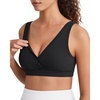 image:imageG4Free BareFeel Maternity Bra Wireless Nursing for Breastfeeding V Neck  Crossover Front U Back Nonremovable Pads Wide Straps Comfort Soft BraletteEasy Nursing for SleepampSportsampCasualBlack