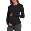 image:imageG4Free Lyocell Maternity Long Sleeve Shirts Ruched Crewneck Pregnancy Top  HighStretch Pregnancy Pullover Tops with ThumbholesAiry Soft FabricBreathable and Quick Dryingfor Casual or YogaBlack