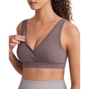 image:imageG4Free BareFeel Maternity Bra Wireless Nursing for Breastfeeding V Neck  Crossover Front U Back Nonremovable Pads Wide Straps Comfort Soft BraletteEasy Nursing for SleepampSportsampCasualTaupe