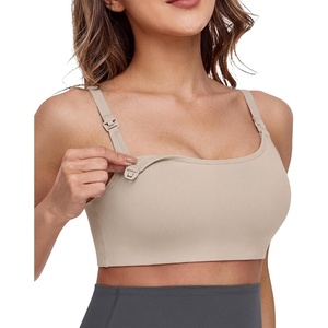 image:imageG4Free Barefeel Nursing Bras for Breastfeeding Seamless Maternity Bra  Wirefree U Back Removable Pads Builtin Support Band Onehanded Clips Adjustable Straps for Sleep Yoga or PostpartumLight Khaki