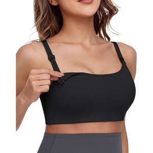 image:imageG4Free Barefeel Nursing Bras for Breastfeeding Seamless Maternity Bra  Wirefree U Back Removable Pads Builtin Support Band Onehanded Clips Adjustable Straps for Sleep Yoga or PostpartumBlack