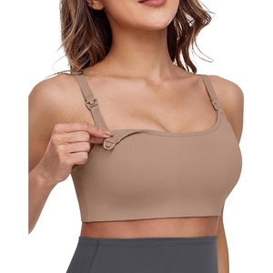 image:imageG4Free Barefeel Nursing Bras for Breastfeeding Seamless Maternity Bra  Wirefree U Back Removable Pads Builtin Support Band Onehanded Clips Adjustable Straps for Sleep Yoga or PostpartumToffee