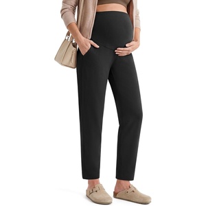 image:imageG4Free EverGoing Maternity Work Pants Pregnancy Tapered Ankle Trousers  with Pockets Over the Belly Soft Stretch Relaxed Fit for Casual Office or BusinessBlack