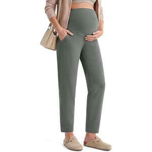 image:imageG4Free EverGoing Maternity Work Pants Pregnancy Tapered Ankle Trousers  with Pockets Over the Belly Soft Stretch Relaxed Fit for Casual Office or BusinessGray Sage