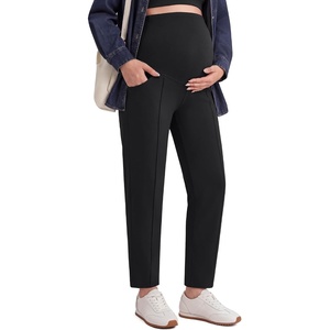 image:imageG4Free EverGoing Maternity Work Pants Tapered Ankle Pregnancy Trousers  with Pockets Vertical Front Seam Over the Belly Soft Stretch Relaxed Fit for Casual Lounge Office or BusinessBlack