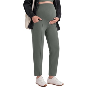 image:imageG4Free EverGoing Maternity Work Pants Tapered Ankle Pregnancy Trousers  with Pockets Vertical Front Seam Over the Belly Soft Stretch Relaxed Fit for Casual Lounge Office or BusinessGray Sage