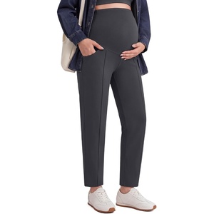image:imageG4Free EverGoing Maternity Work Pants Tapered Ankle Pregnancy Trousers  with Pockets Vertical Front Seam Over the Belly Soft Stretch Relaxed Fit for Casual Lounge Office or BusinessDark Gray